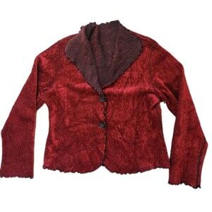VTG Beluva Tweed Blazer Womens L Red Black Gothic Vampire 2 Button Thick Jacket